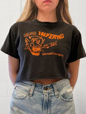Brandy Melville John Galt "Club Inferno" Cropped Tee